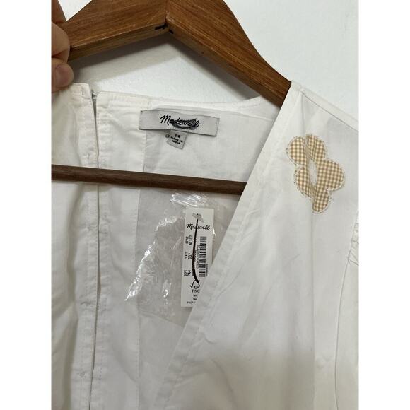 Madewell Annamarie Floral‎ Applique Puff Sleeve Mini Dress Size 14 White Resort - Picture 6 of 8